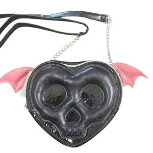 Skull Glitter Bat Bag NWT